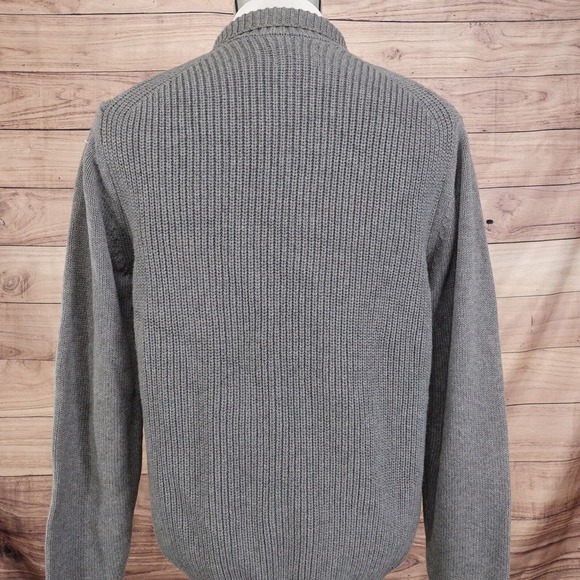 GH BASS & CO GREY MOCK NECK BUTTON UP SWEATER MENS SIZE S 22X26 - Picture 5 of 8